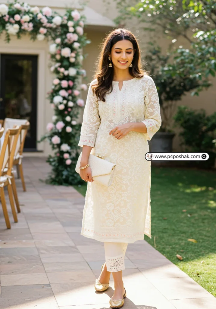 White Chikankari Kurti