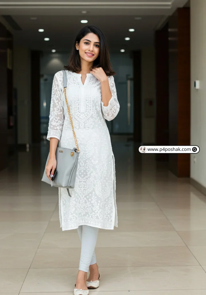 White Chikankari Kurti