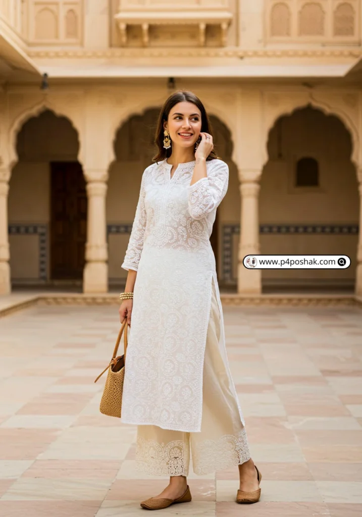 White Chikankari Kurti